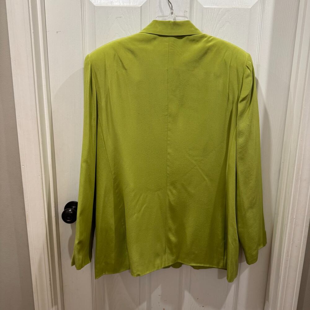 VTG Silks By Joan Leslie Blazer & Shirt Green Floral 100% Silk Womens Size 16/18 - Picture 2 of 14